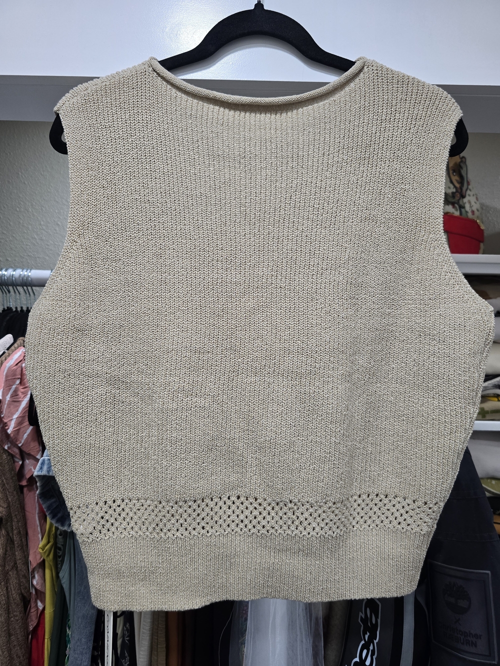 Commense Neutral Cream Knit Sleeveless Tank Top